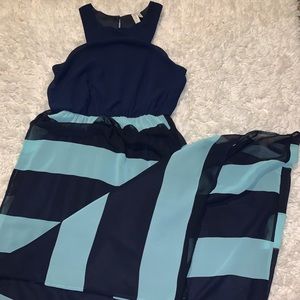 Navy and Light Blue Maxi Dress